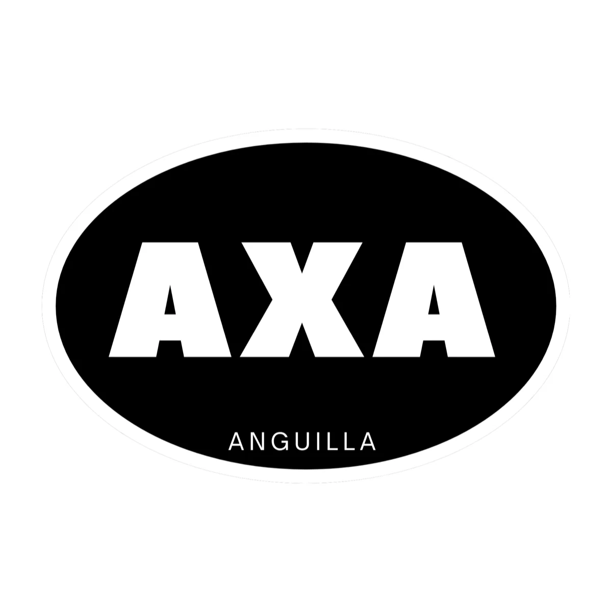 Black AXA oval sticker with ANGUILLA below